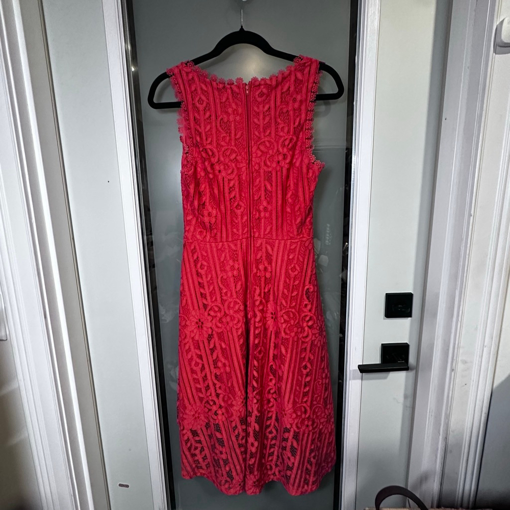 CITY STUDIO Size 5 Coral Pink Lace High/Low Dress - Picture 5 of 9